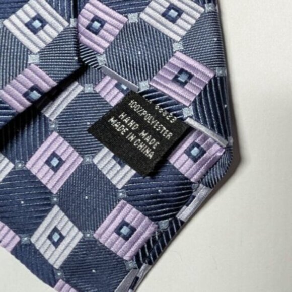 Bergamo New York Boys Clip on Tie 15" Geometric Preppy Event Church 3.5" Wide - Picture 4 of 7